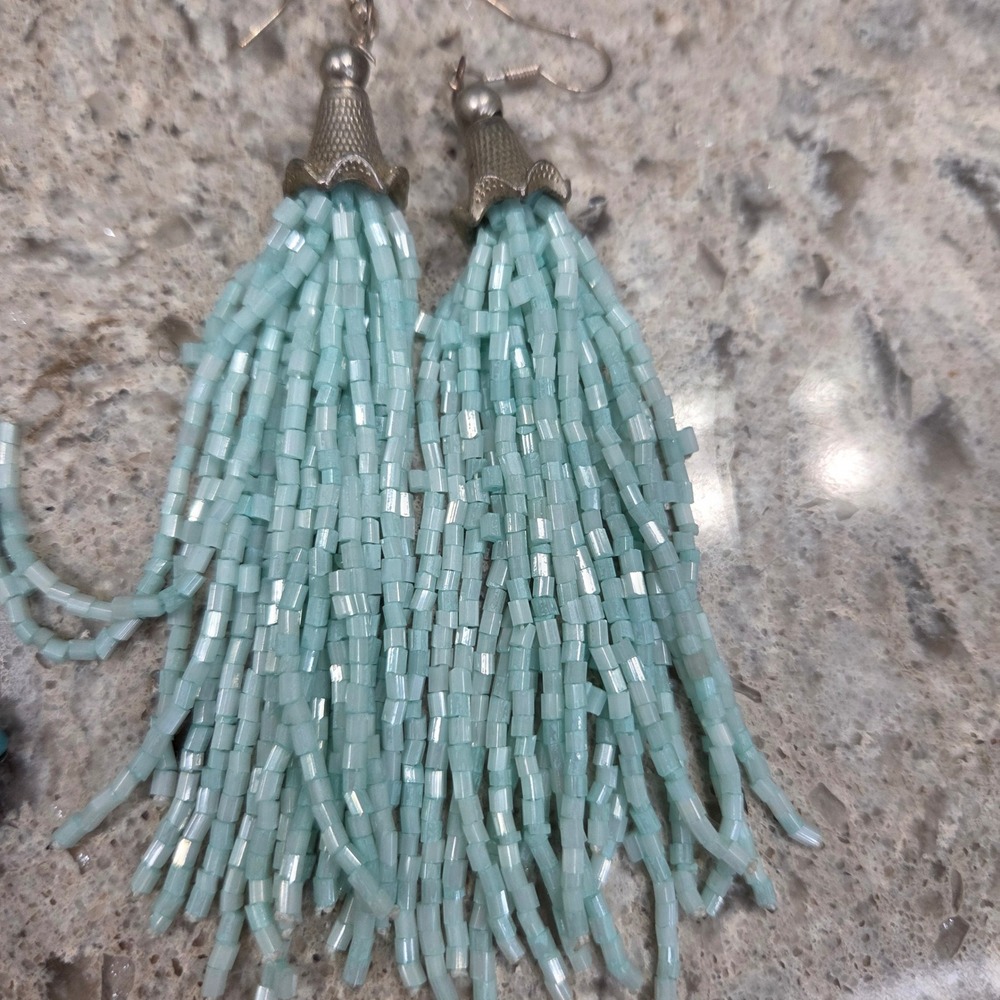 Chic Boho Turquoise Beaded Hoop Dreamcatcher Feather‎ Dangle Earrings Lot (6)